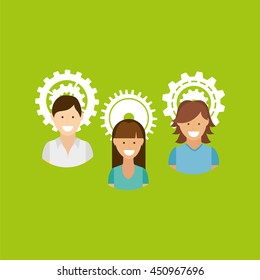people working together networking and teamwork cooperation icon, vector illustration