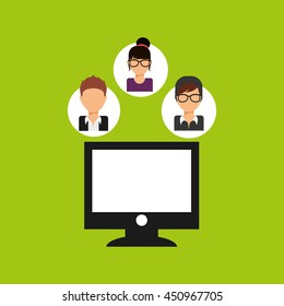 people working together networking and teamwork cooperation icon, vector illustration