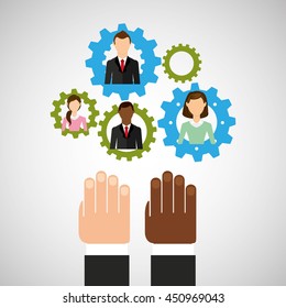 people working together networking and teamwork cooperation icon, vector illustration