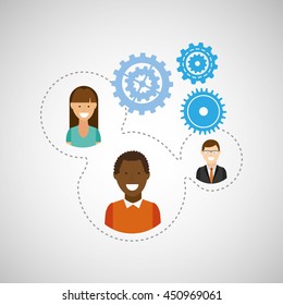 people working together networking and teamwork cooperation icon, vector illustration