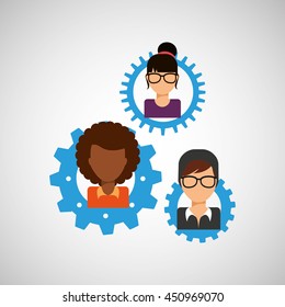 people working together networking and teamwork cooperation icon, vector illustration