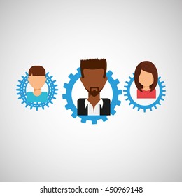 people working together networking and teamwork cooperation icon, vector illustration