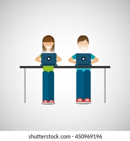 people working together networking and teamwork cooperation icon, vector illustration