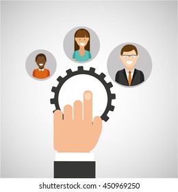 people working together networking and teamwork cooperation icon, vector illustration