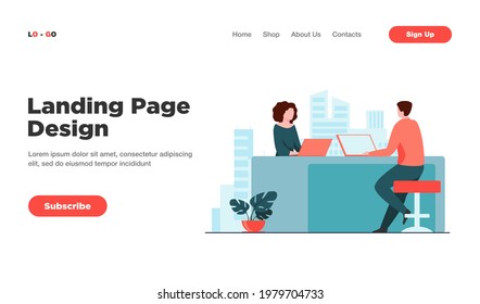 People working together on project. Cooperation, ideas. Flat vector illustration. Startup project concept can be used for presentations, banner, website design, landing web page