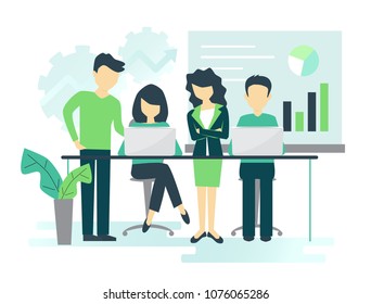 people working together, teamwork concept, vector illustration