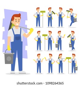 People working vector icon illustration character 
