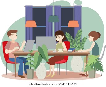 Concepto de personas en el lugar de trabajo en ilustración de diseño plano
