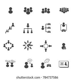 People in workplace icons set on Isolated white background. Officer and Boss concept. Leader and Follower concept. Illustration vector