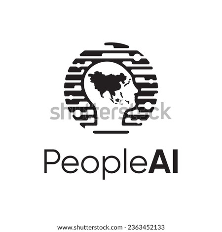 People world AI logo design vector