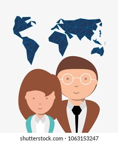 People and World map design