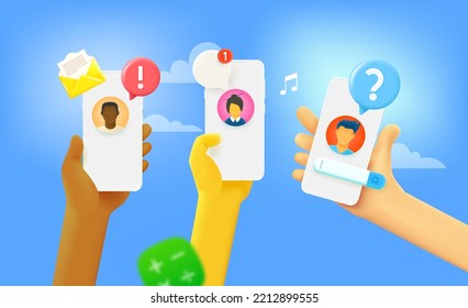 People of the world using modern smartphones to communication. Global communication concept