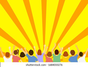 a lot of people and yellow effect line