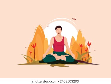 People yoga pose position fitness health color flat vector