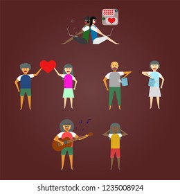 people young old man woman vector illustration eps10