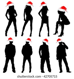 peoples with christmas hat