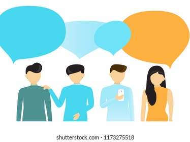 People's communication with speech bubbles isolated on white background. People talking, business concept for web site, app, wallpaper, poster, placard and ad. Vector illustration, eps 10