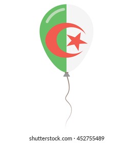 People's Democratic Republic of Algeria national colors isolated baloon on white background. Independence day patriotic poster. Flat style flag balloon. National day vector illustration.