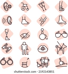 Peoples disabilities, illustration, vector on a white background.