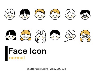 People's face icon set normal