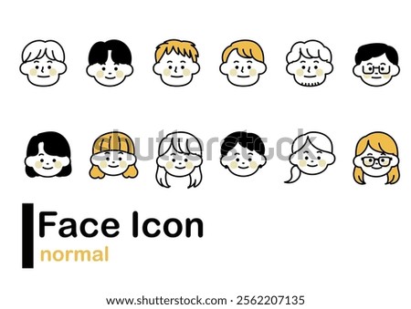 People's face icon set normal