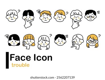 People's face icon set (trouble)