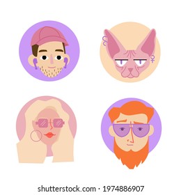 people's faces are the characters for icons in web design. vector illustration. face icons.