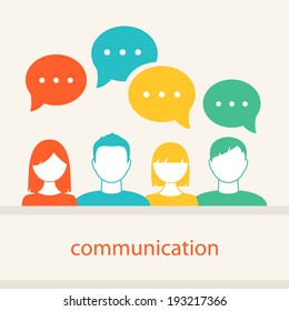 People's Faces Icons. Communication and Teamwork Concept