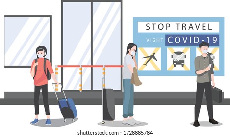 Peoples fail to travel because of covid19 illustration