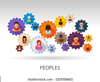 Peoples flat icon concept. Vector illustration. Element template for design.