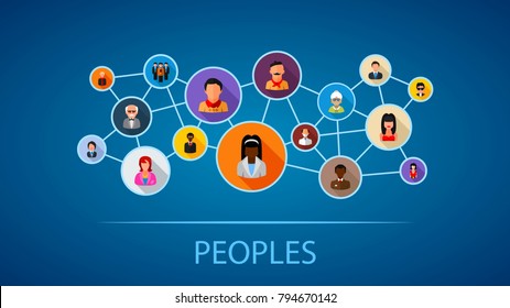 Peoples flat icon concept. Vector illustration. Element template for design.