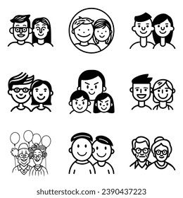 Peoples Flat Icon Set Isolated On White Background