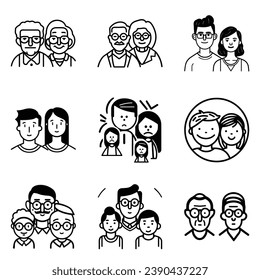 Peoples Flat Icon Set Isolated On White Background