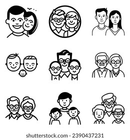 Peoples Flat Icon Set Isolated On White Background