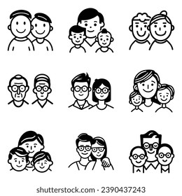 Peoples Flat Icon Set Isolated On White Background