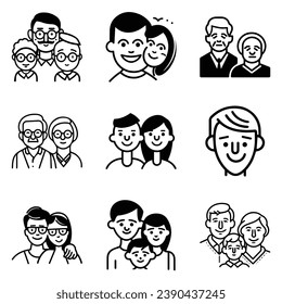 Peoples Flat Icon Set Isolated On White Background
