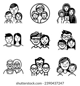 Peoples Flat Icon Set Isolated On White Background