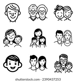 Peoples Flat Icon Set Isolated On White Background