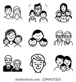 Peoples Flat Icon Set Isolated On White Background