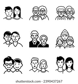 Peoples Flat Icon Set Isolated On White Background