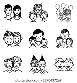 Peoples Flat Icon Set Isolated On White Background