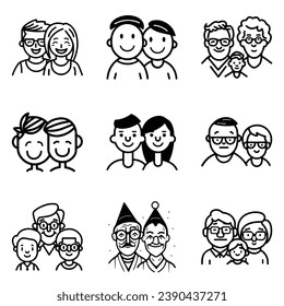 Peoples Flat Icon Set Isolated On White Background