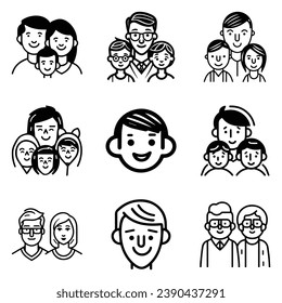 Peoples Flat Icon Set Isolated On White Background