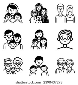 Peoples Flat Icon Set Isolated On White Background