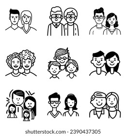 Peoples Flat Icon Set Isolated On White Background