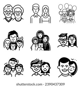 Peoples Flat Icon Set Isolated On White Background