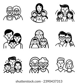 Peoples Flat Icon Set Isolated On White Background
