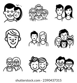 Peoples Flat Icon Set Isolated On White Background