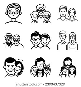 Peoples Flat Icon Set Isolated On White Background