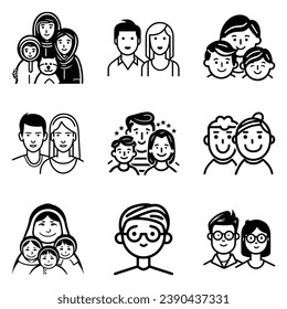 Peoples Flat Icon Set Isolated On White Background